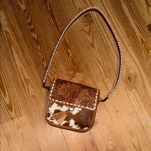 Brown and Tan Leather Women Bag